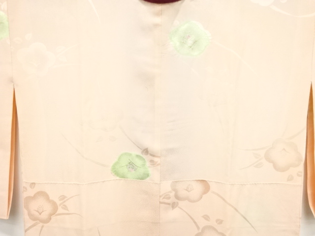  絞り　椿模様　長襦袢（刺繍衿付き）